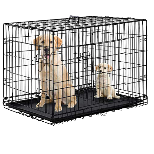 MidWest Homes for Pets Dog Crate iCrate Single Door & Double Door Folding Metal Dog Crates Fully Equipped 